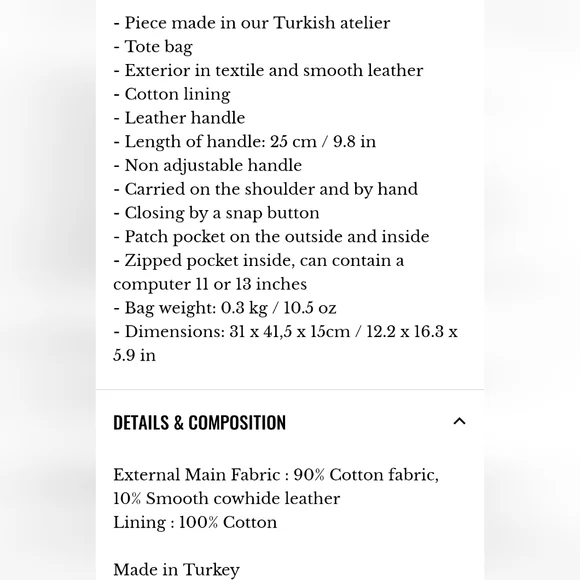 Nwt! Sezane le cabas tote bag in khaki - Picture 4 of 10